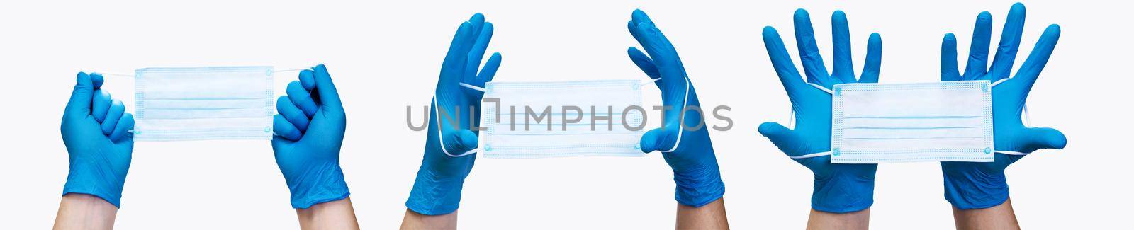 Typical surgical mask to cover mouth, nose. Protection concept, against coronavirus.