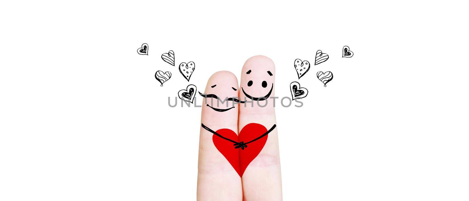 Happy finger couple in love celebrating Valentine day. 3d illustration. by Taut