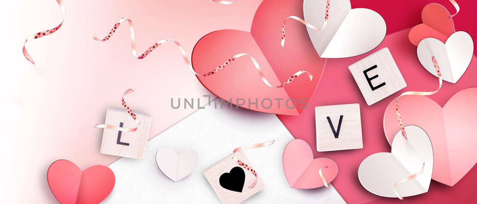 Valentine's Day background. Concept of human emotions, love, relations and romantic holidays. 3d illustration