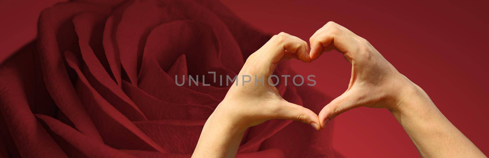 Happy Valentine's Day background. Hand shaped heart. by Taut