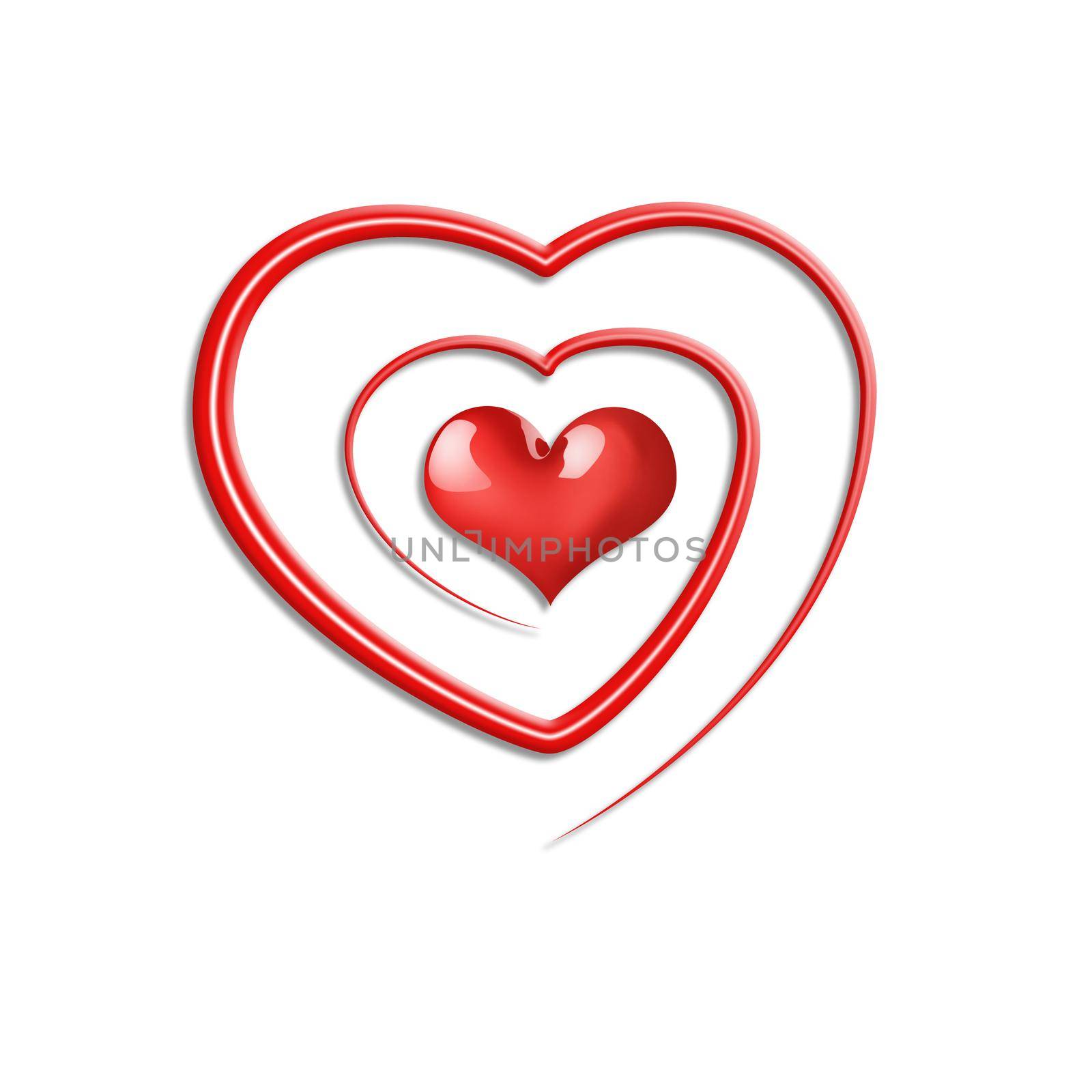 Happy valentine. Heart shaped symbol of love. 3d illustration by Taut