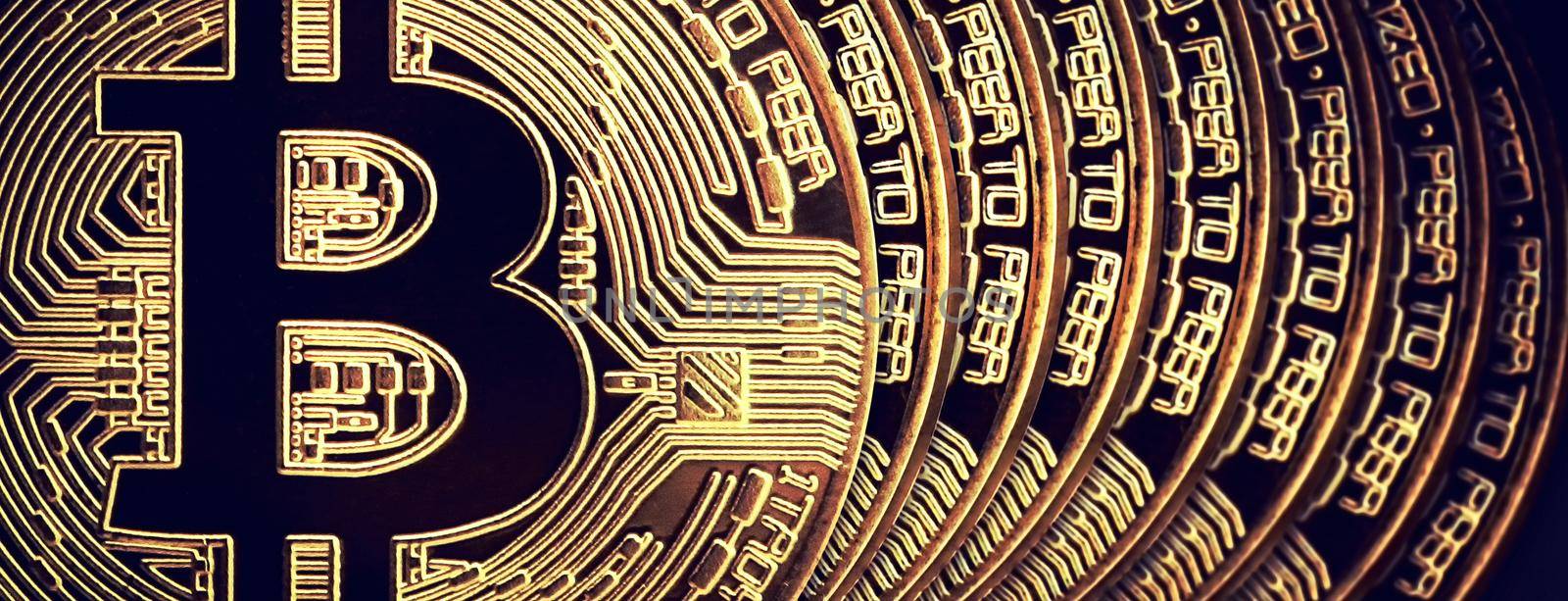 Cryptocurrency concept. Trends in bitcoin exchange rates. Rise and fall of bitcoin.