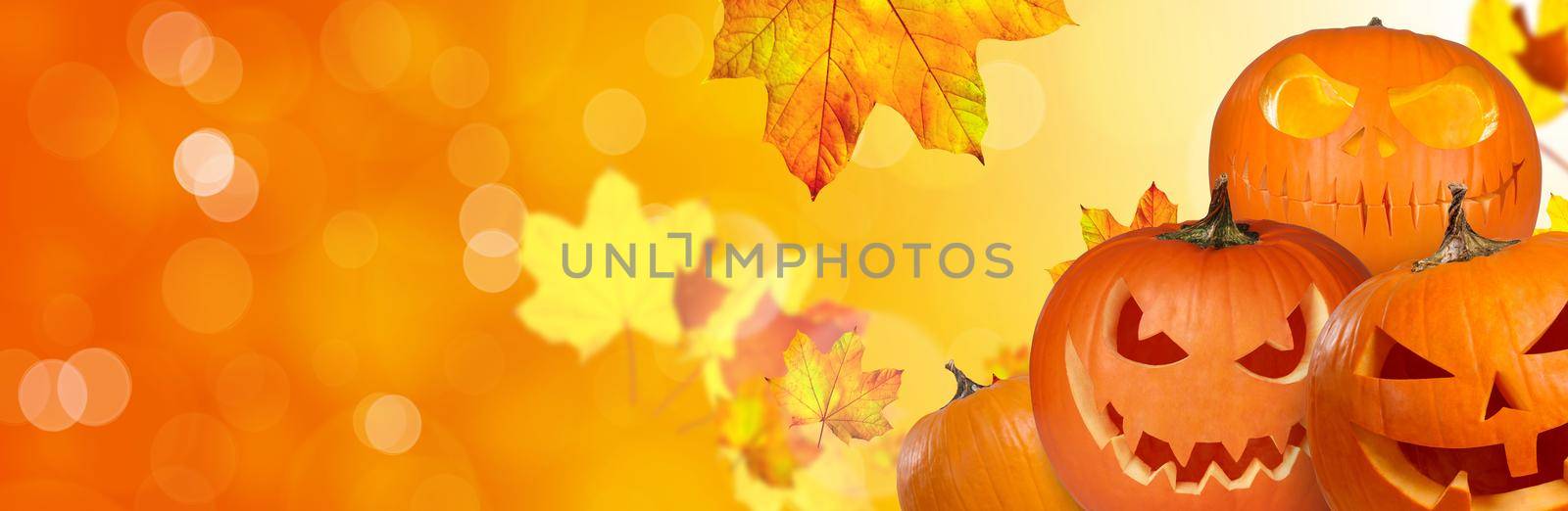 Halloween pumpkin head. Halloween decoration and background.