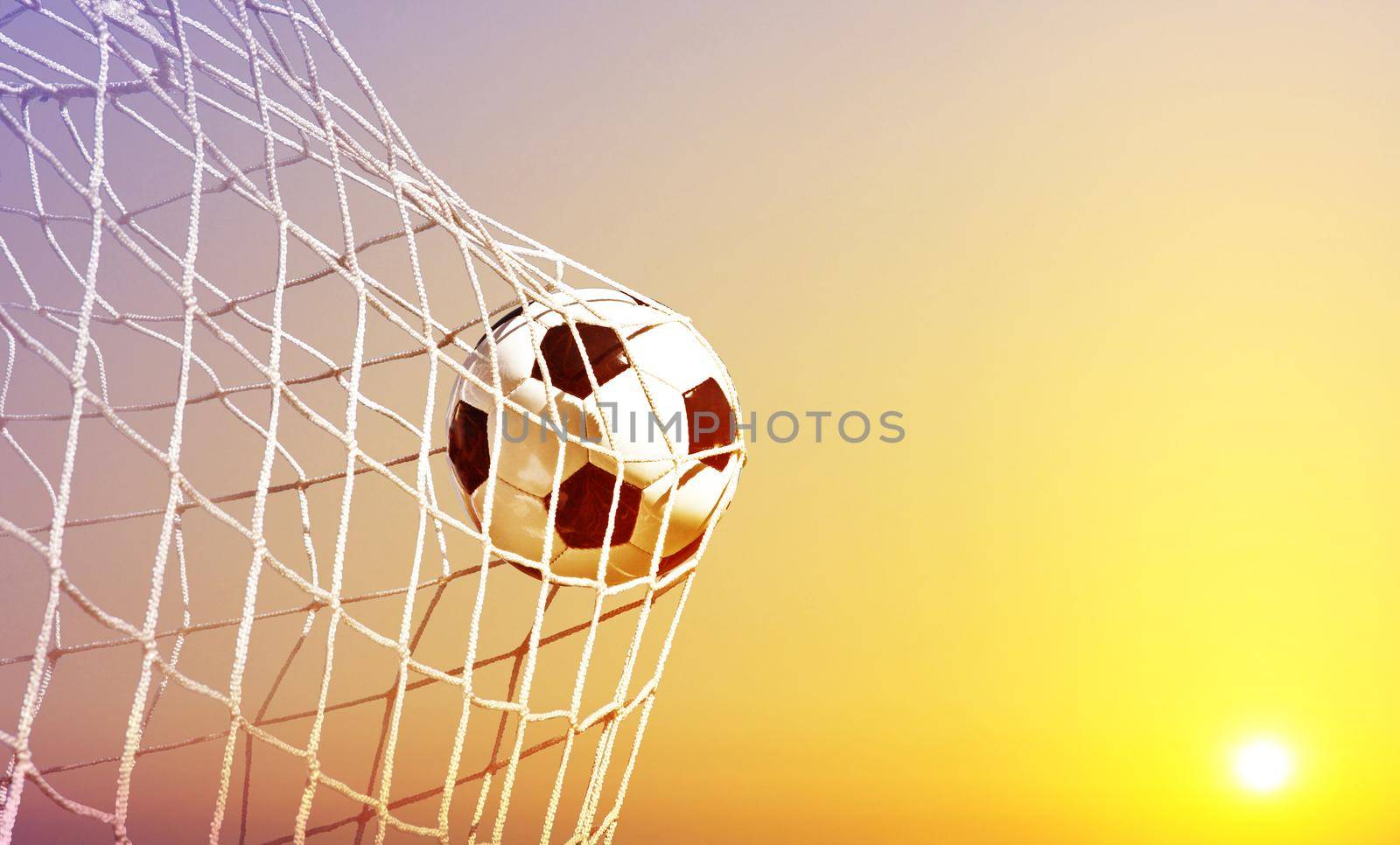 Traditional soccer game with a leather ball