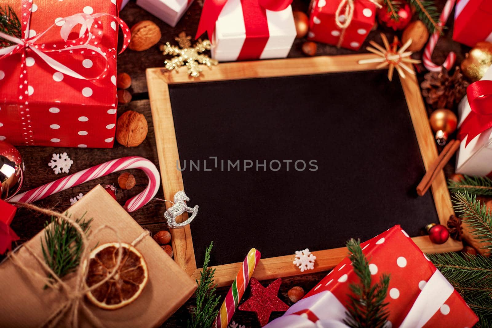 Vintage wooden Blackboard. Merry Christmas holiday concept.