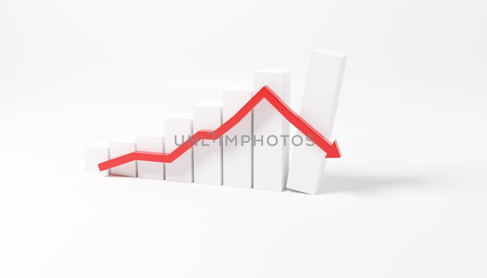 Graphs representing the stock market crash. 3d illustration