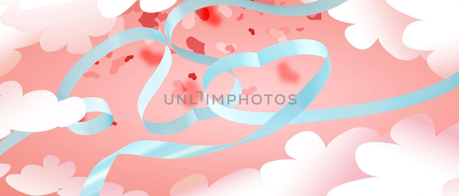 Happy Valentine's Day background with heaven. Love concept. 3d Illustration by Taut