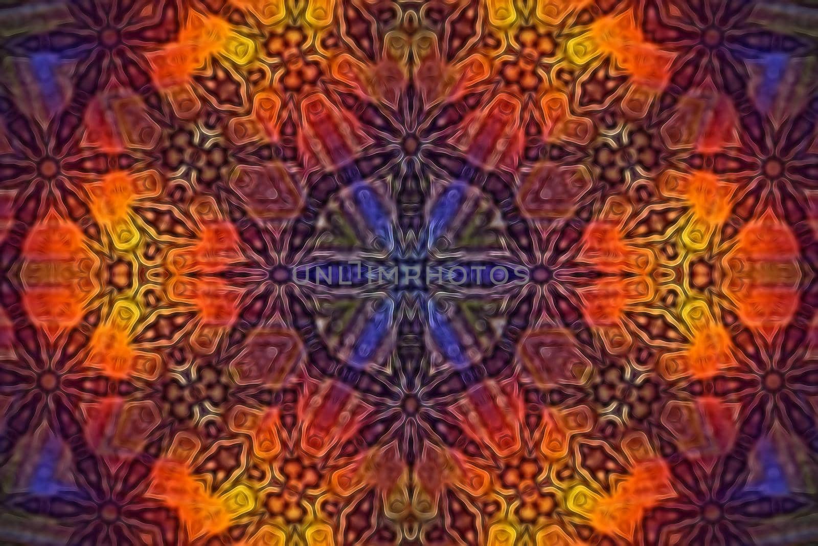 Abstract symmetrical textured multicolored background.