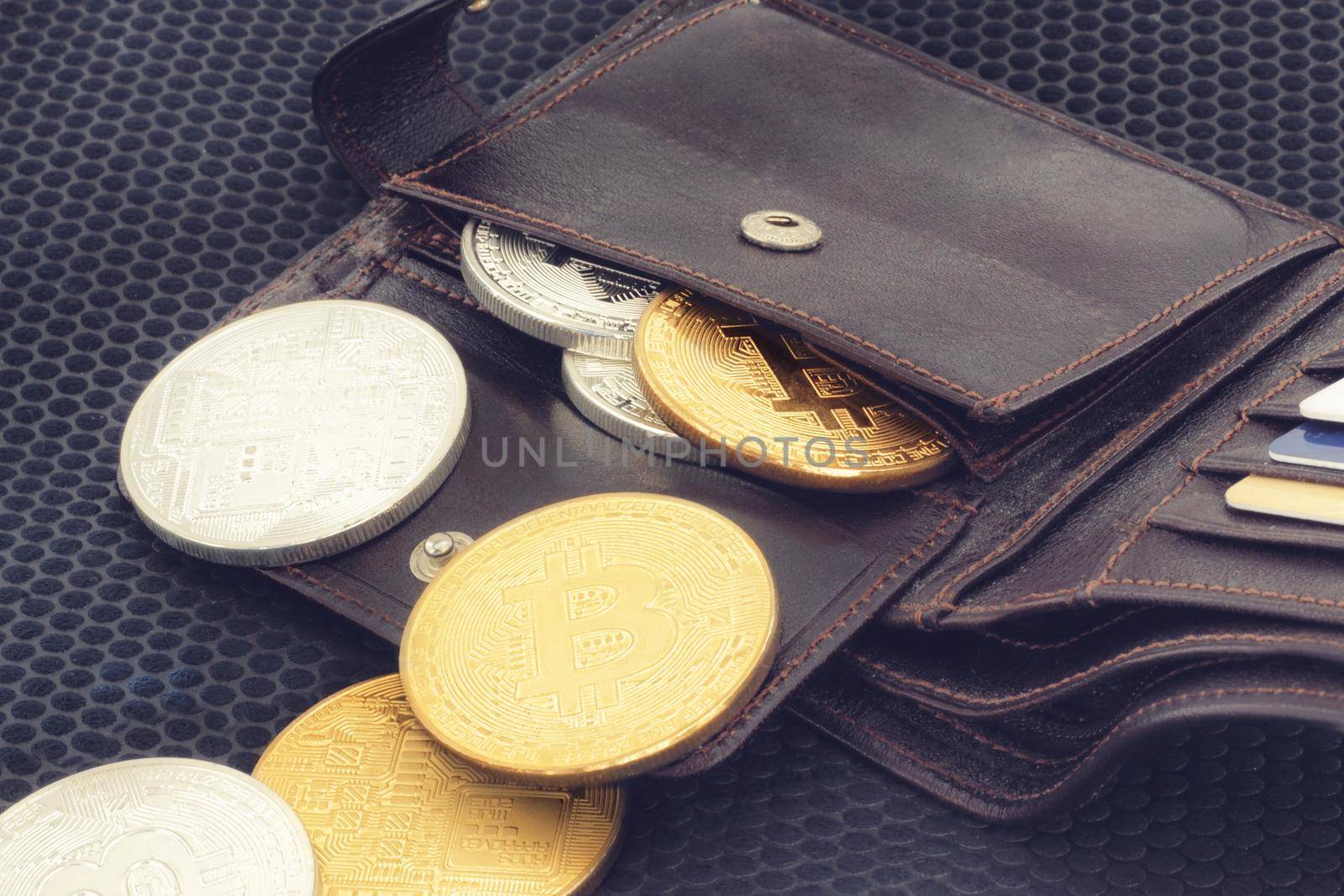 Cryptocurrency concept. Trends in bitcoin exchange rates. Rise and fall of bitcoin.