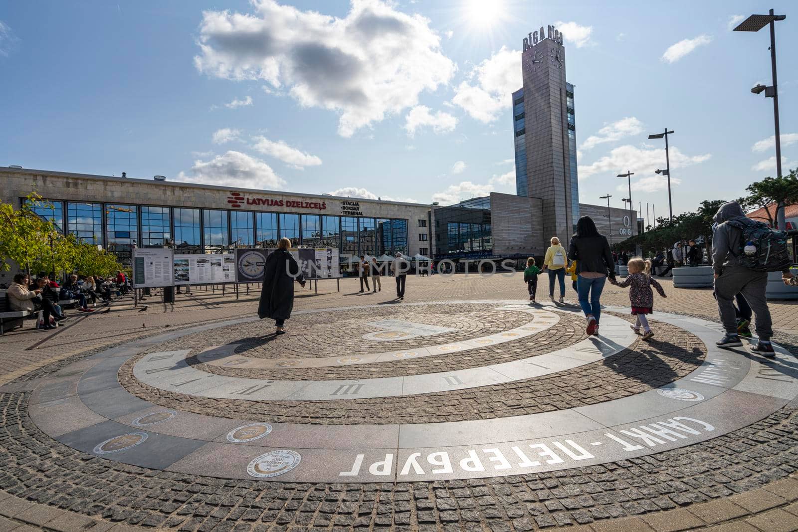 Riga, Latvia. August 2021. view of the external facade of the railway station in the city center