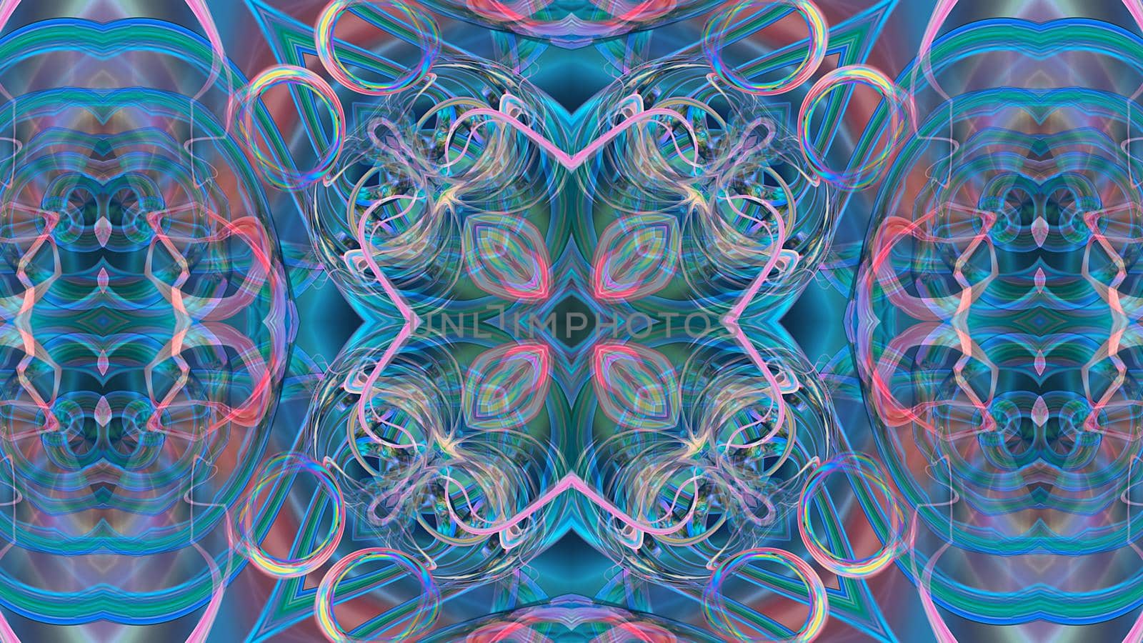Abstract textured luminous kaleidoscope background.