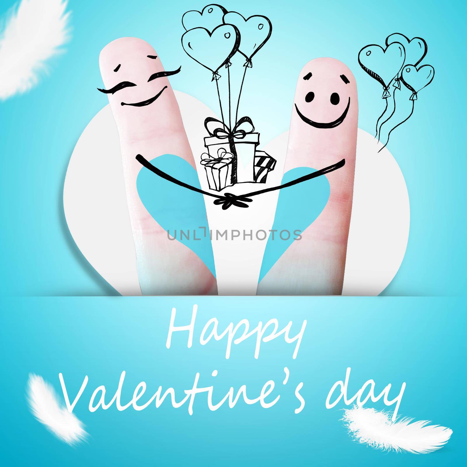 Happy finger couple in love celebrating Valentine day. 3d illustration. by Taut