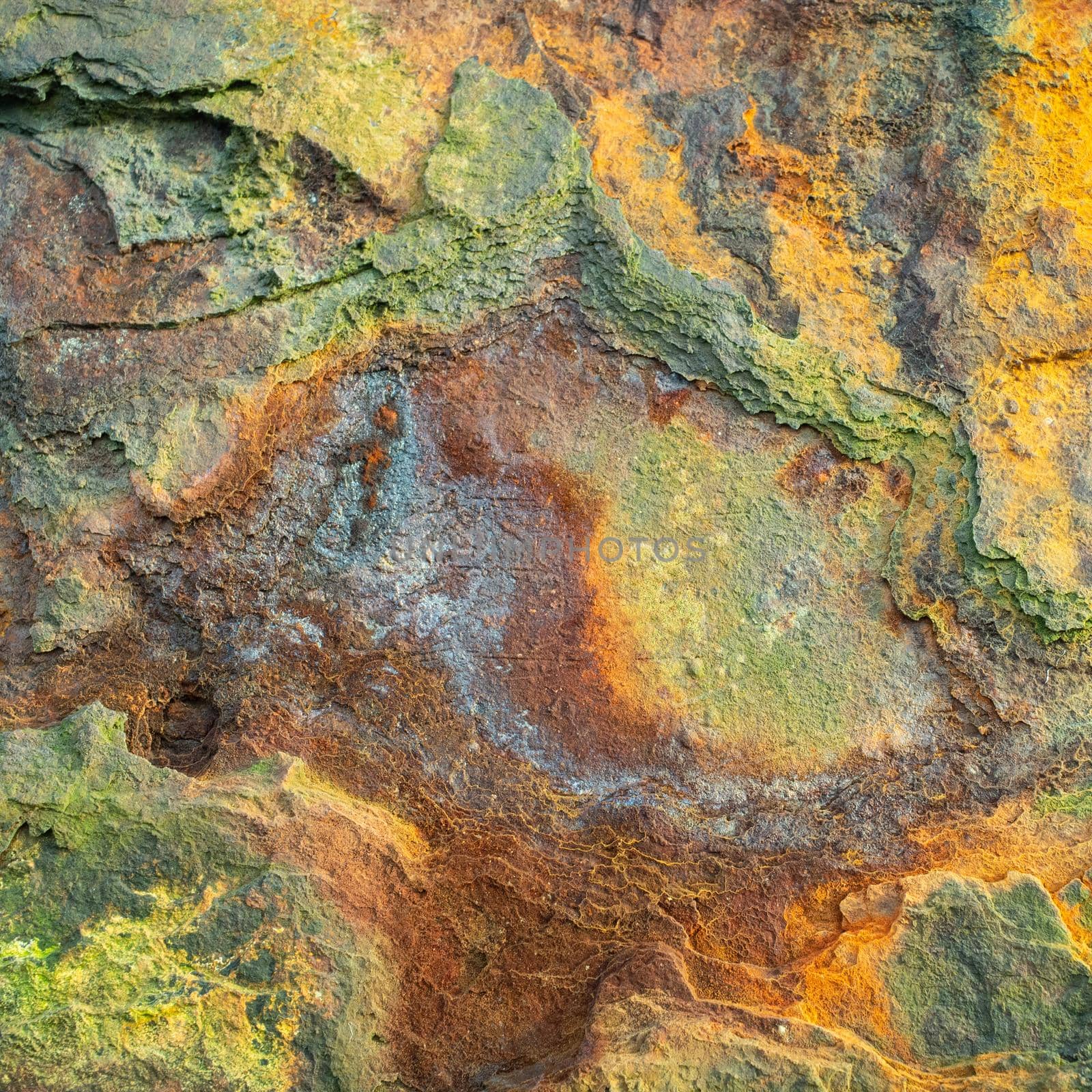 Old and rusty detail of metal on ran aground hull