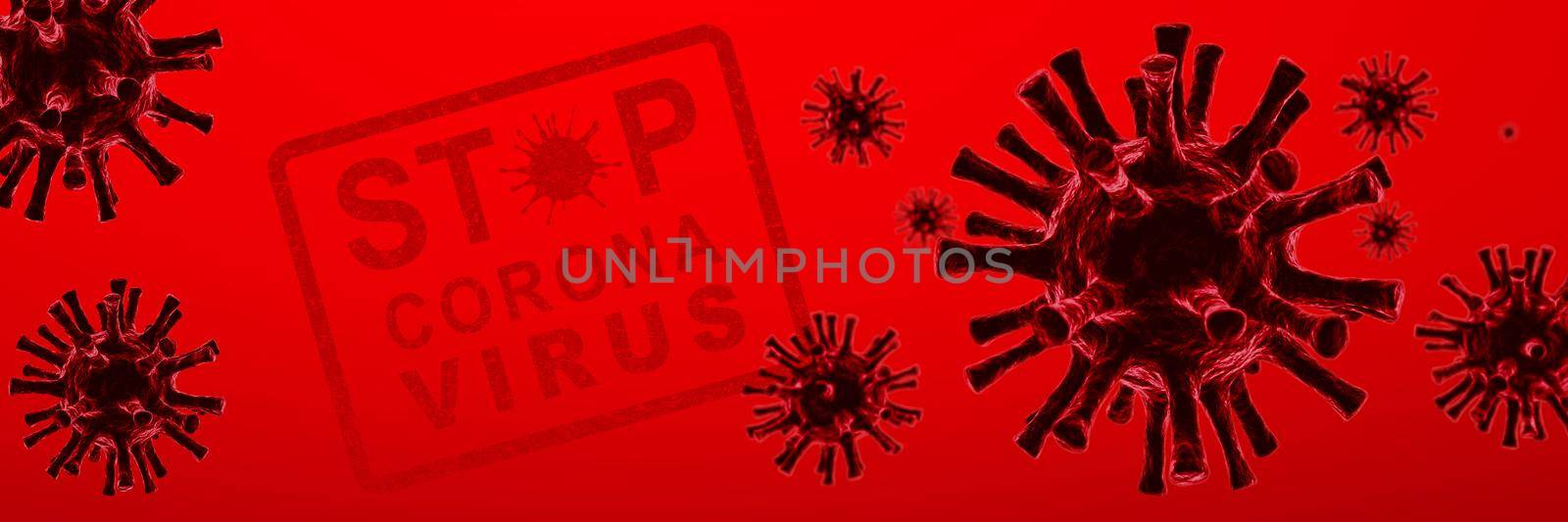 Dangerous corona virus, SARS pandemic risk concept. 3D illustration