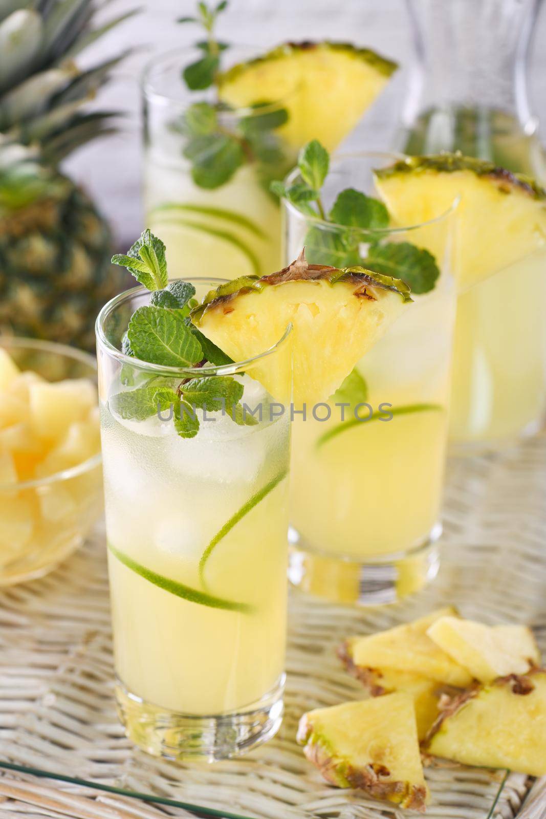 Fresh lime and mint combined with fresh pineapple juice and tequila. Pineapple cocktails always have a bright taste and aroma! 

