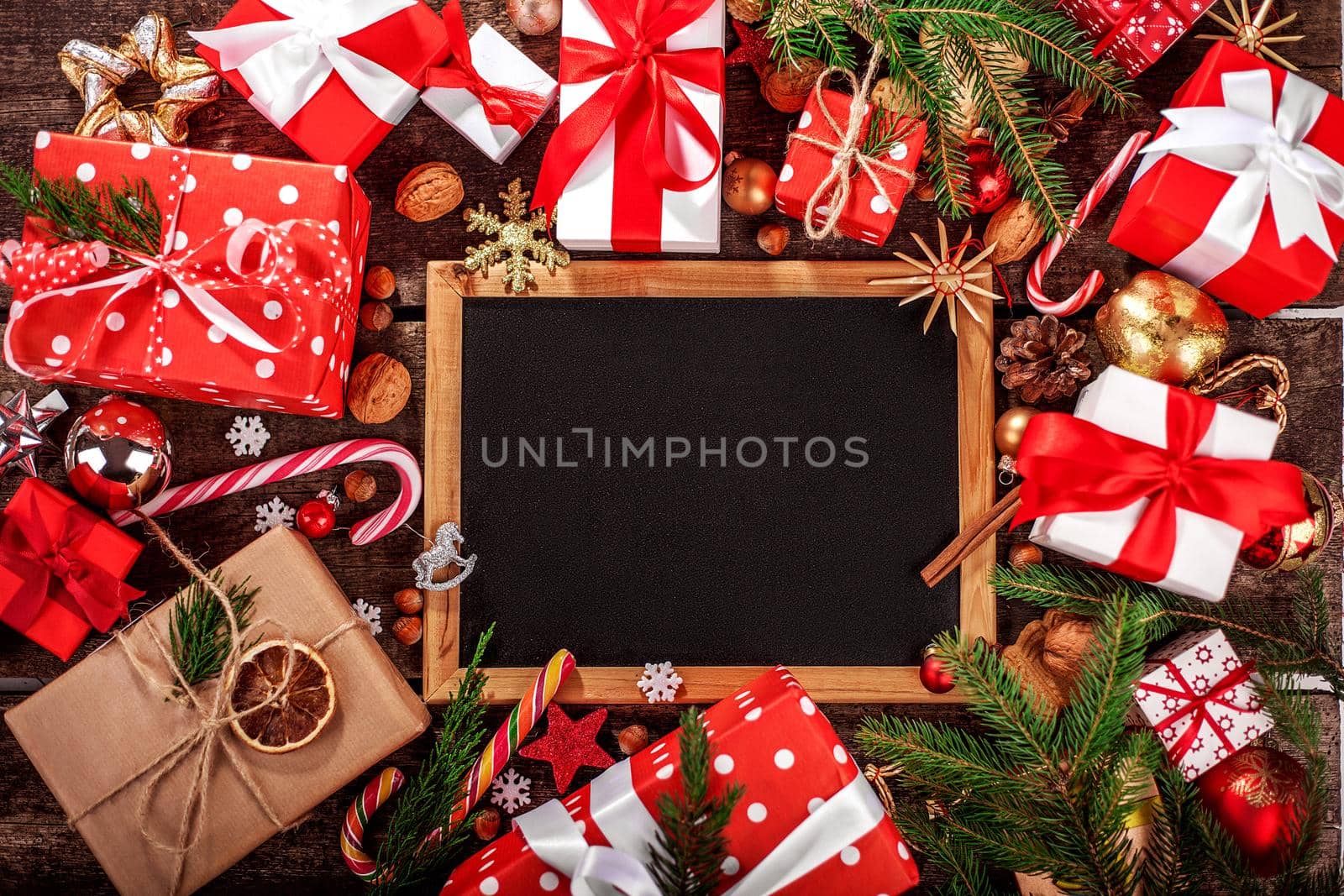 Vintage wooden Blackboard. Merry Christmas holiday concept.