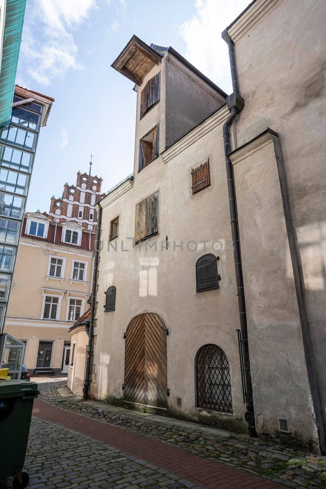 Riga, Latvia. August 2021. An old palace in a street in the city center