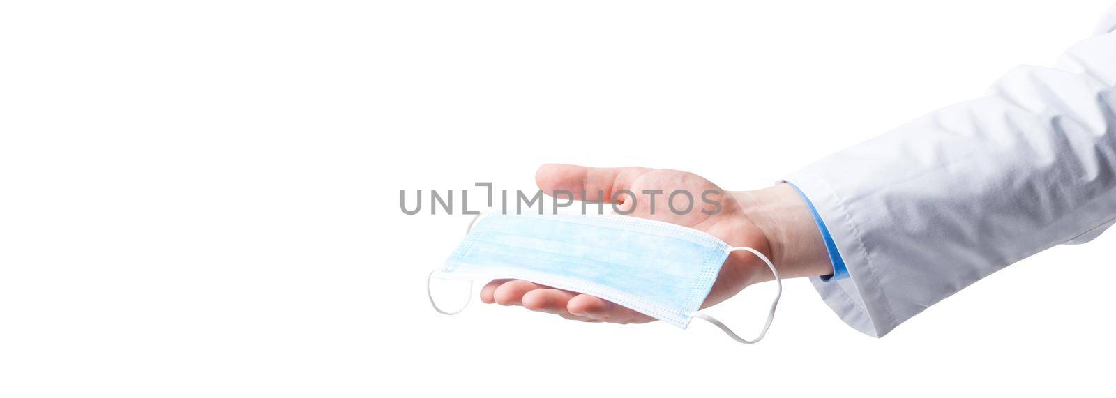 Typical surgical mask to cover mouth, nose. Protection concept, against coronavirus.
