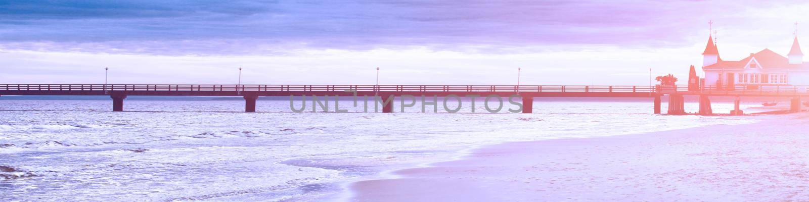 Baltic sea beach with dunes and ocean view. Holiday background.