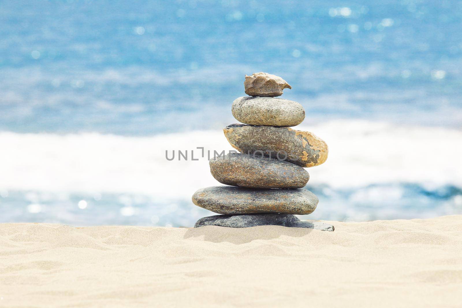 Concept of balance and harmony. Rocks on the coast of the Sea in the nature.