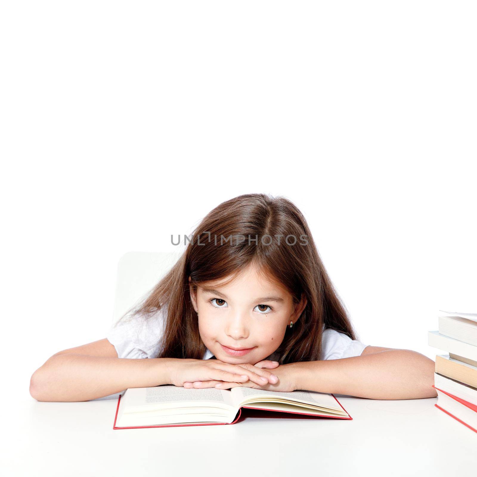 Portrait of modern, happy and cute teen school girl. by Taut