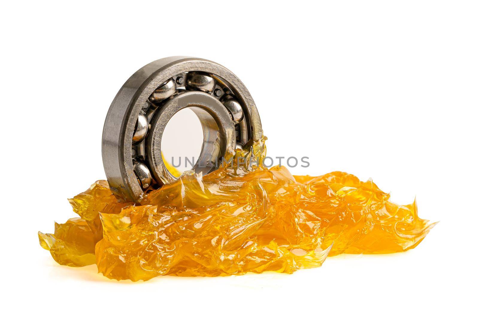 Ball bearing stainless with grease lithium machinery lubrication for automotive and industrial isolated on white background with clipping path