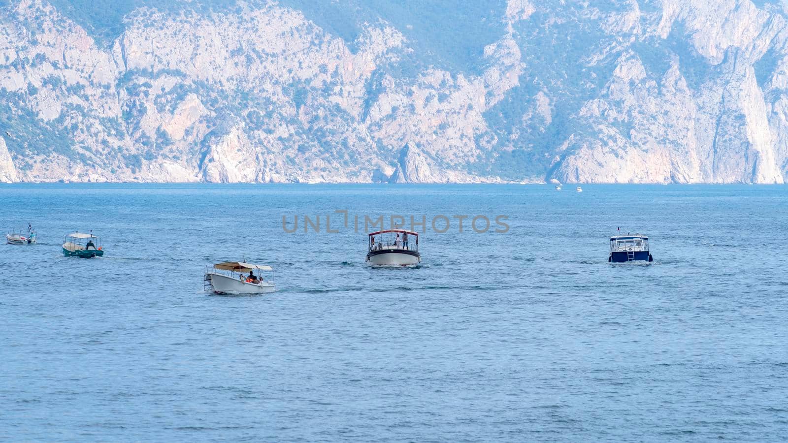 Seascape with boats in Balaklava Bay, Crimea