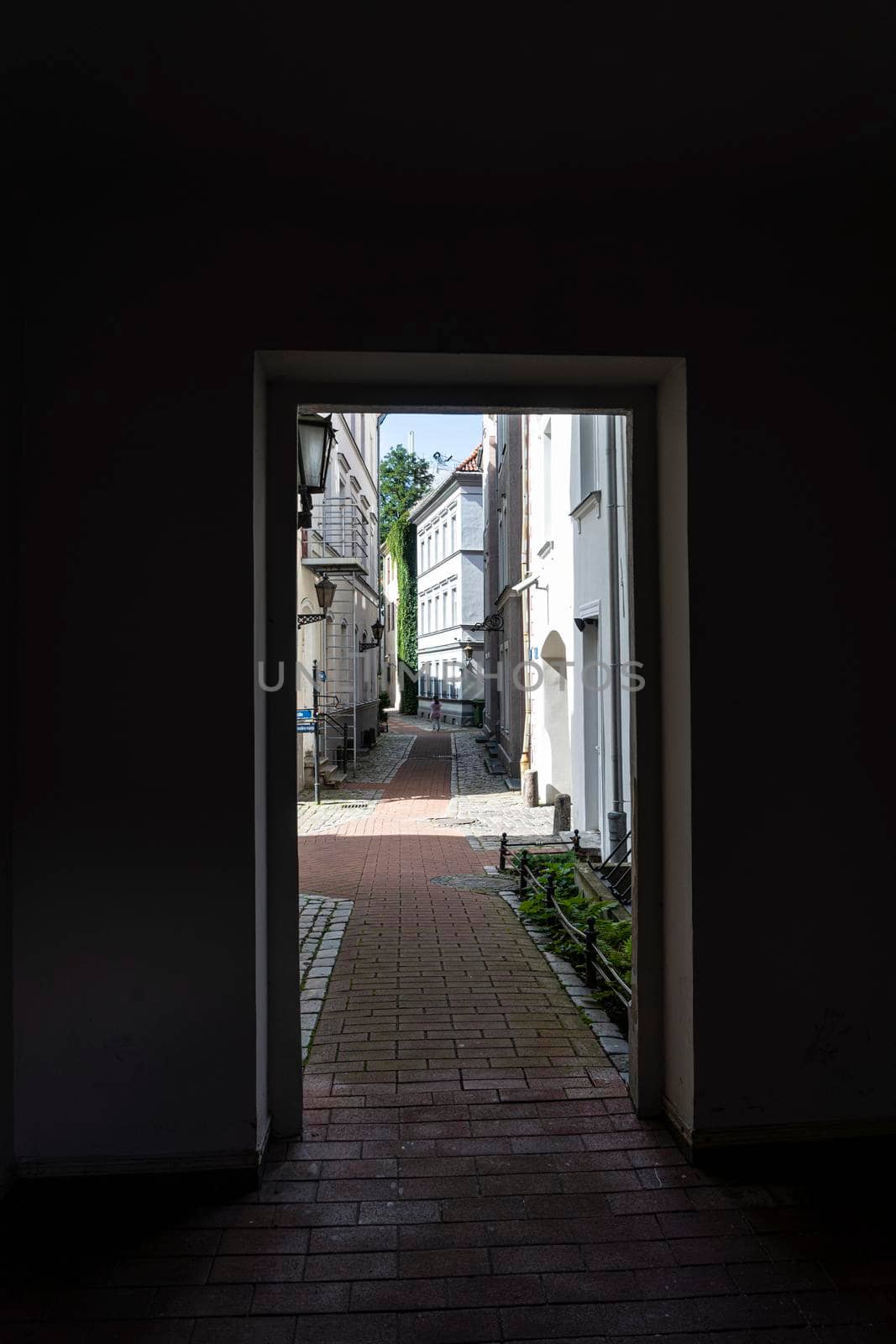 Riga, Latvia. August 2021. a passage through the streets of the historic city center