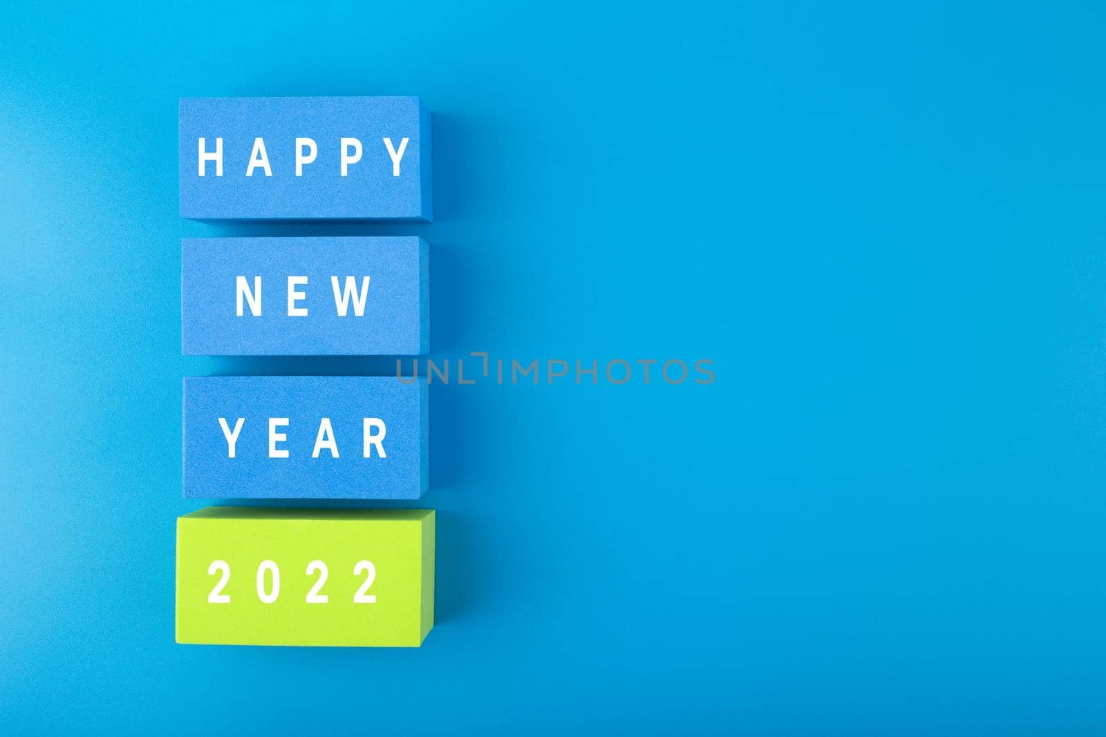Happy New Year blue trendy minimal concept with copy space by Senorina_Irina