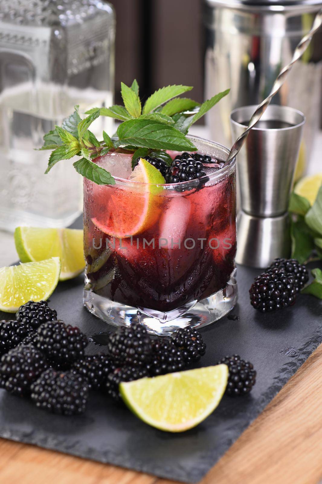 Refreshing  cocktail Blackberry mojito by Apolonia