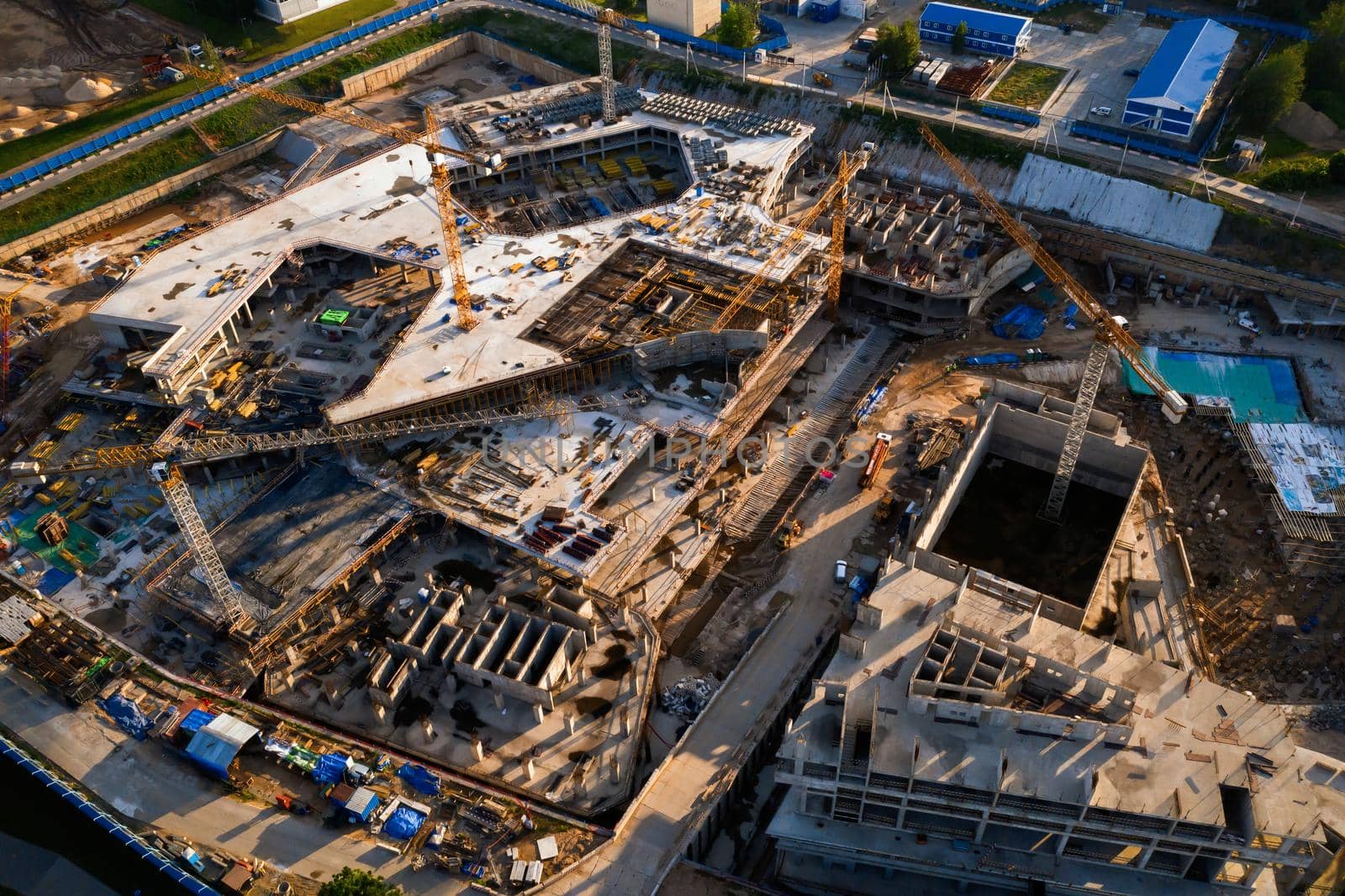 View from the height of the Construction site in Minsk near the national Library.Construction in the center of Minsk.Minsk construction site.Belarus.