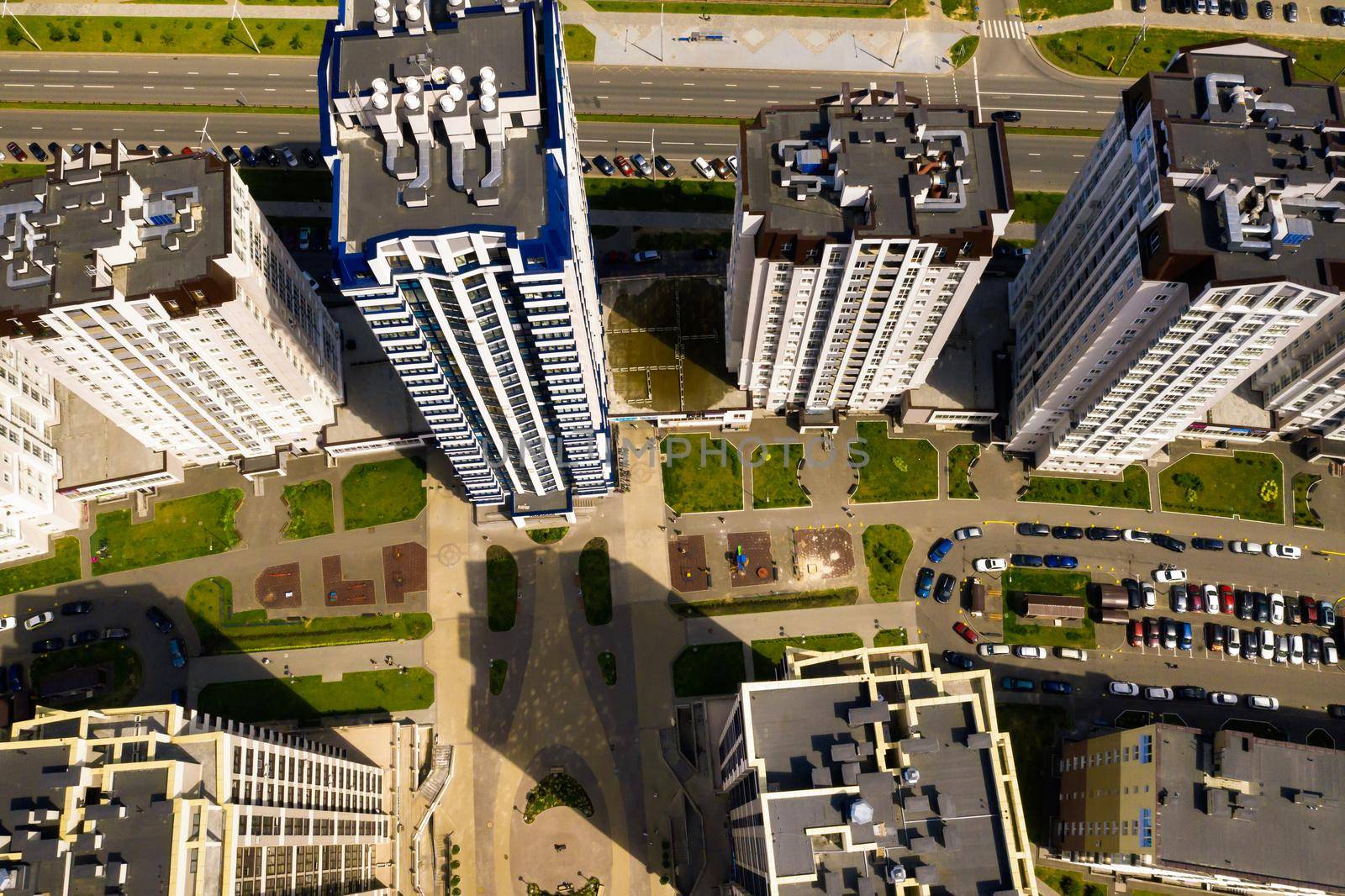 View from the height of the new district in the city of Minsk.Architecture of the city of Minsk.A new area of the lighthouse.Belarus by Lobachad