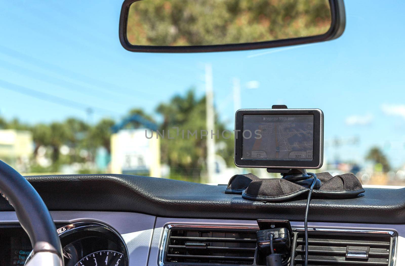 GPS device in a car, satellite navigation system