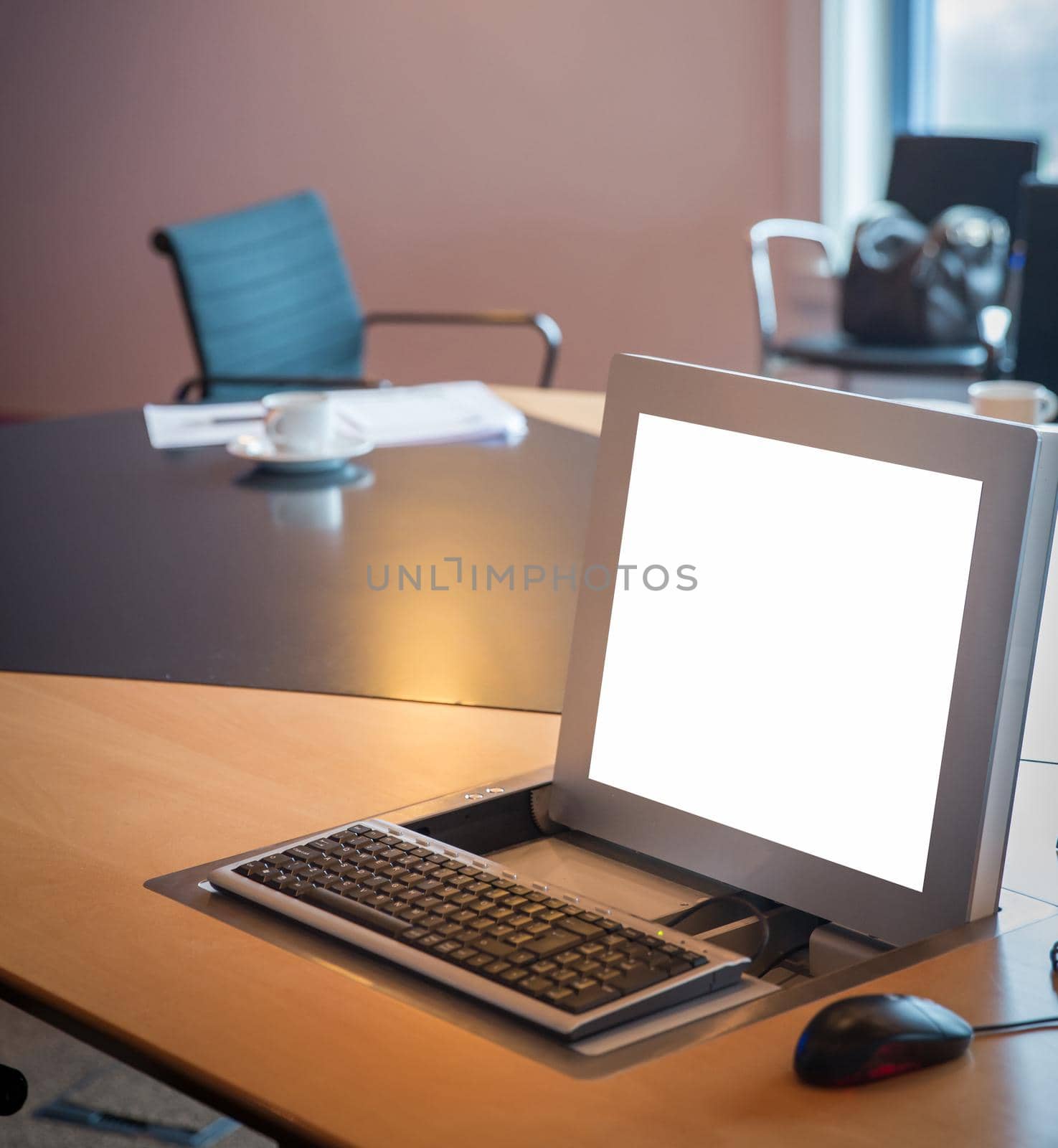 Working place with computer in a modern office