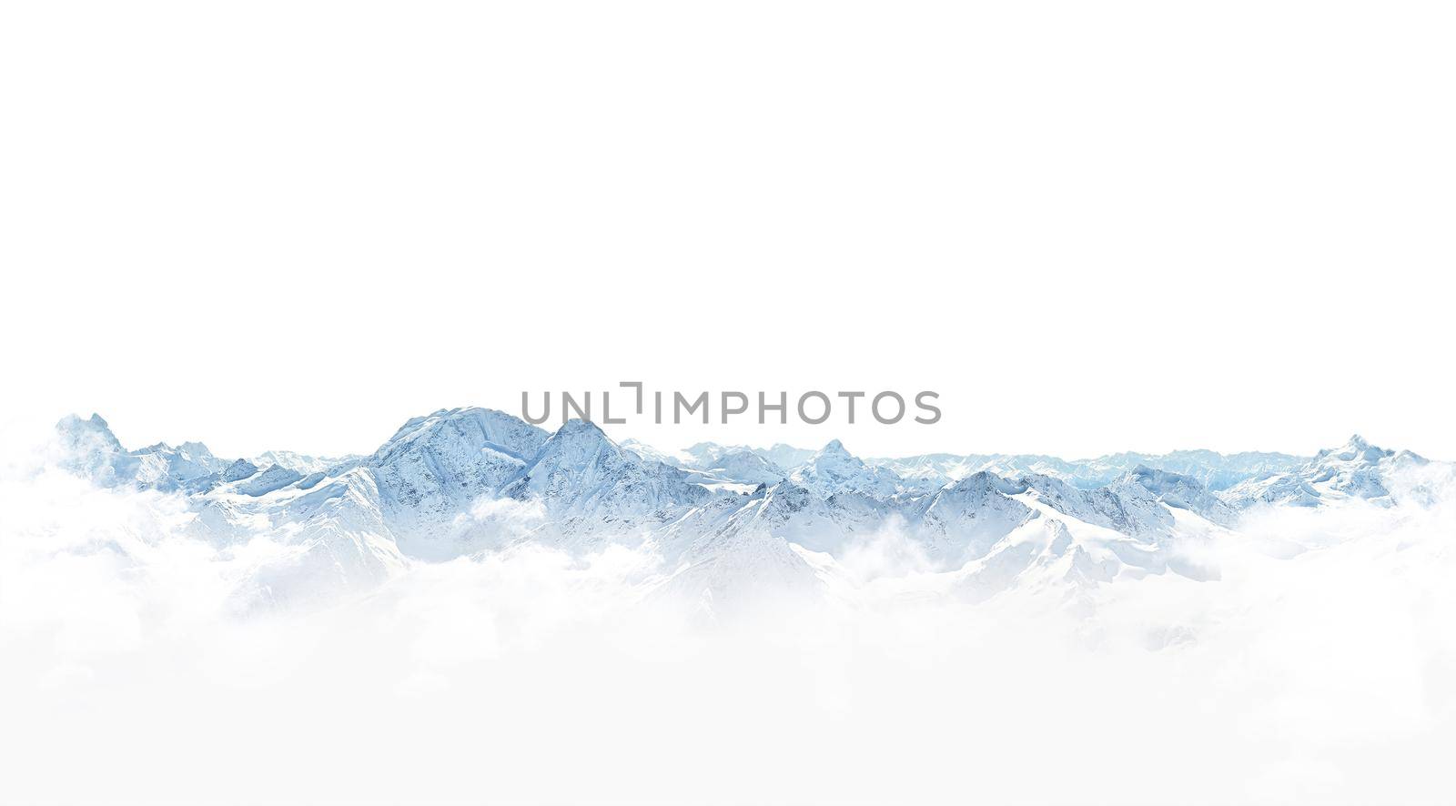 Panorama of winter mountains with much snow. copy space background for your design
