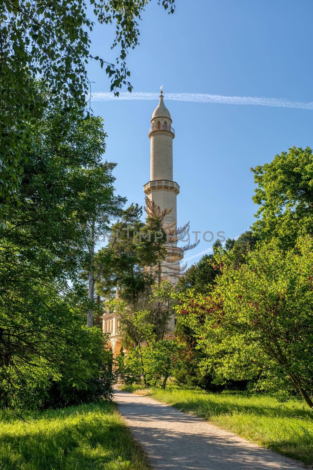 Minaret in Valtice Lednice area, In lednice castle park, Czech Republic