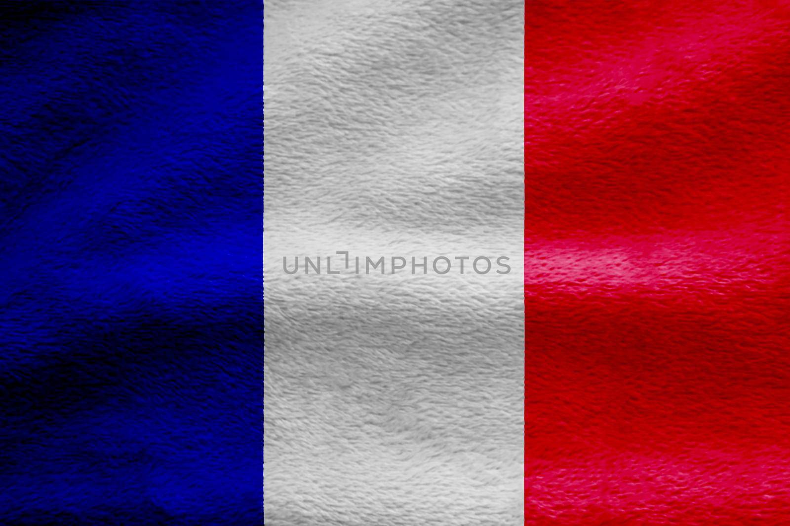 France flag fabric wave texture background, 3D illustration.