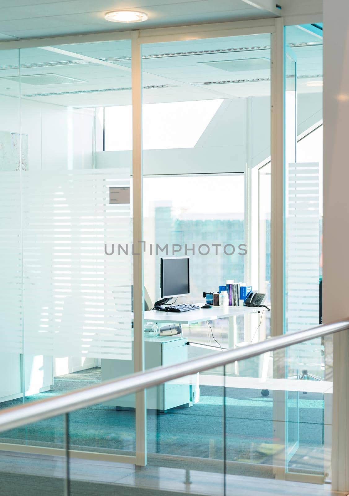 Working place with computer in a modern office