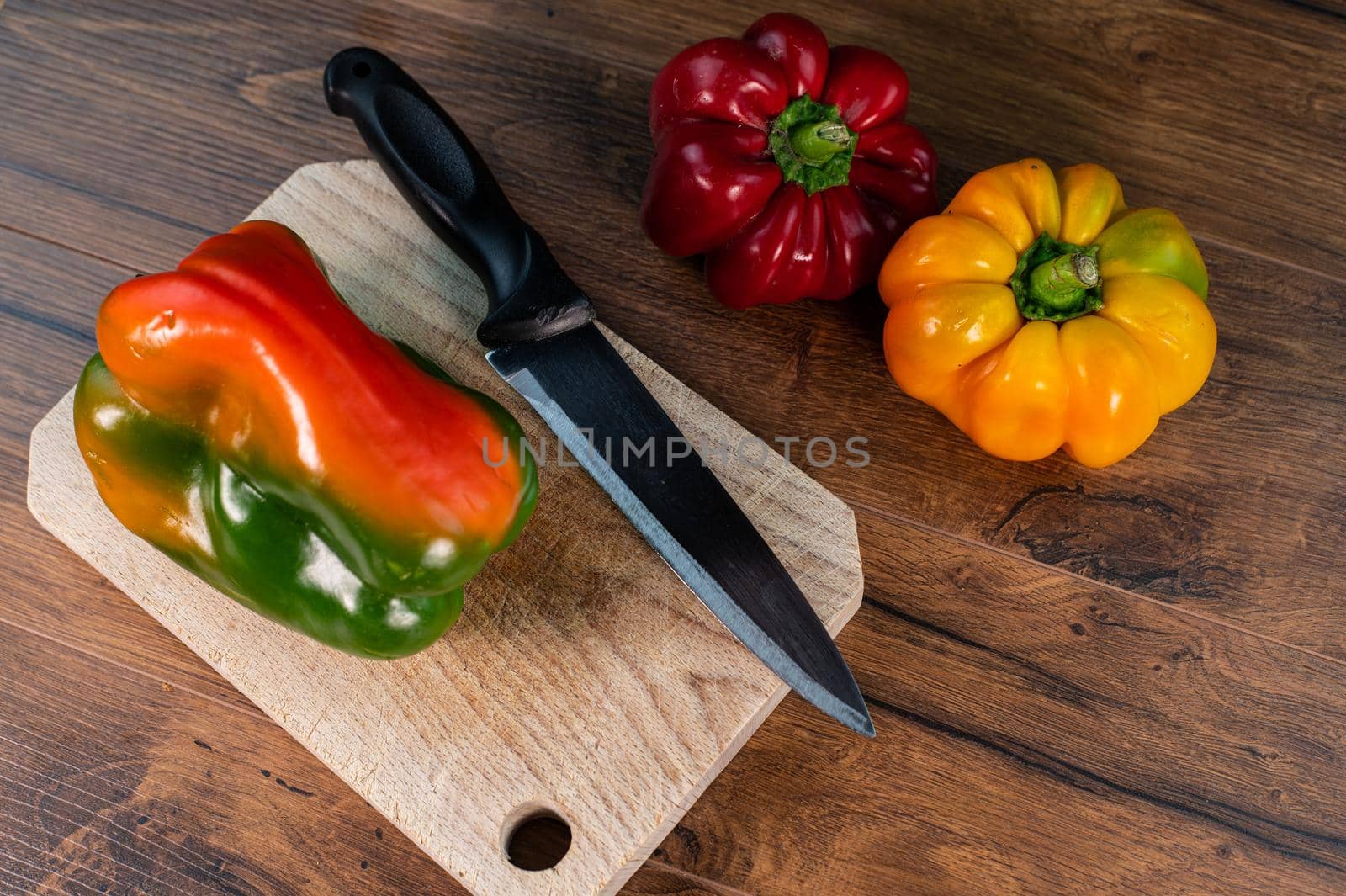 composition of vegetables with bark and cutting board by carfedeph