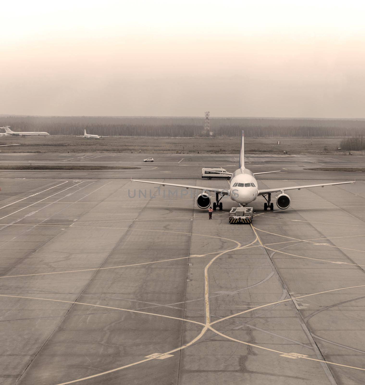 Airplane has just arrived and is parked