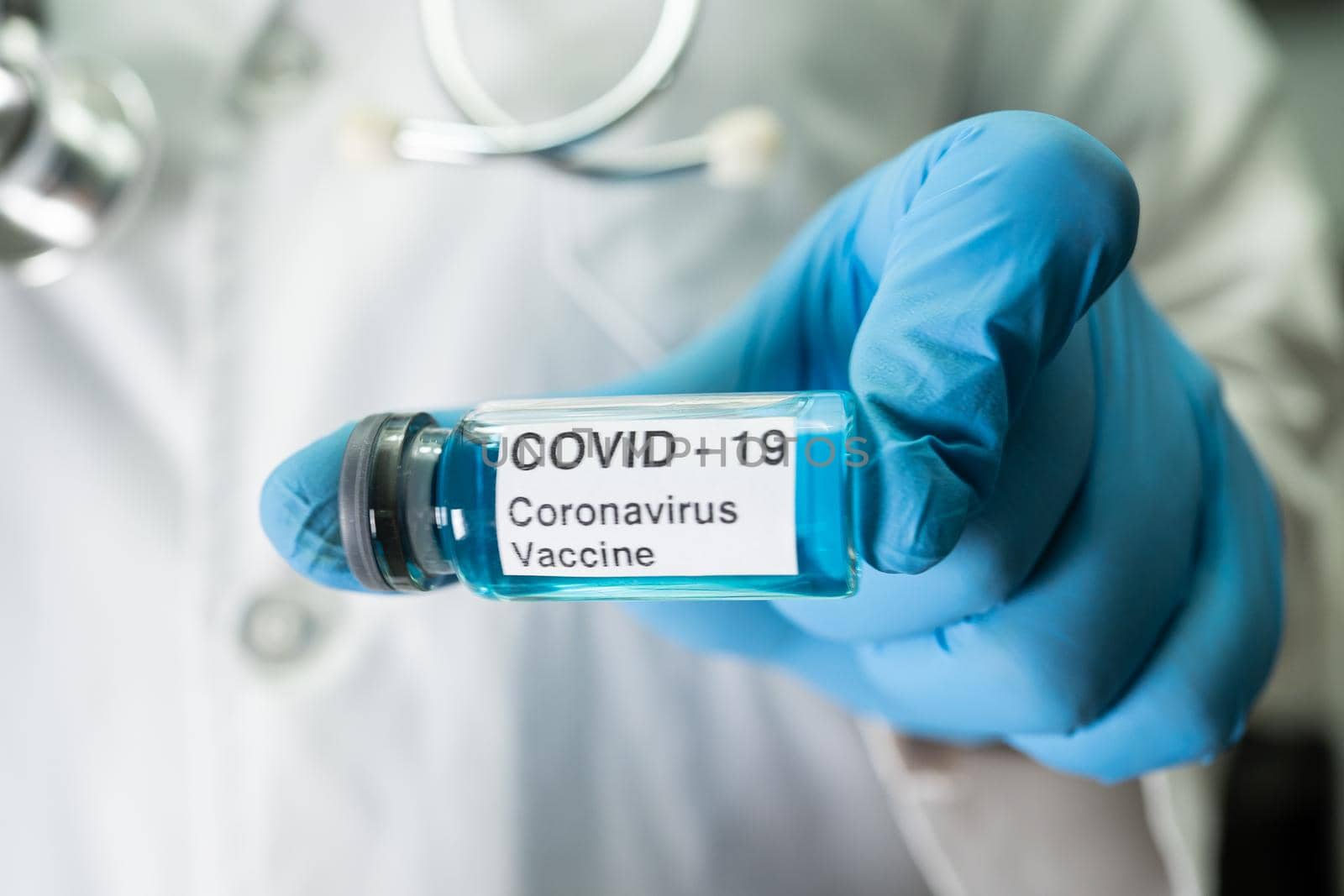 Coronavirus Covid-19 vaccine development medical with syringe for doctor use to treat pneumonia illness patients.
