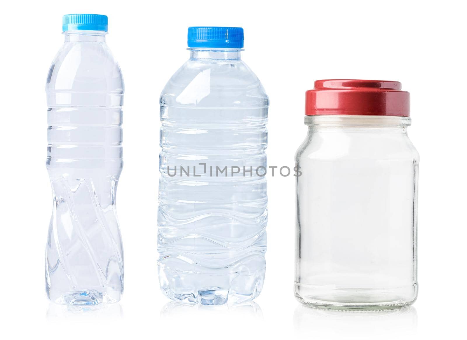 Plastic water bottle isolated on white background with clipping path.