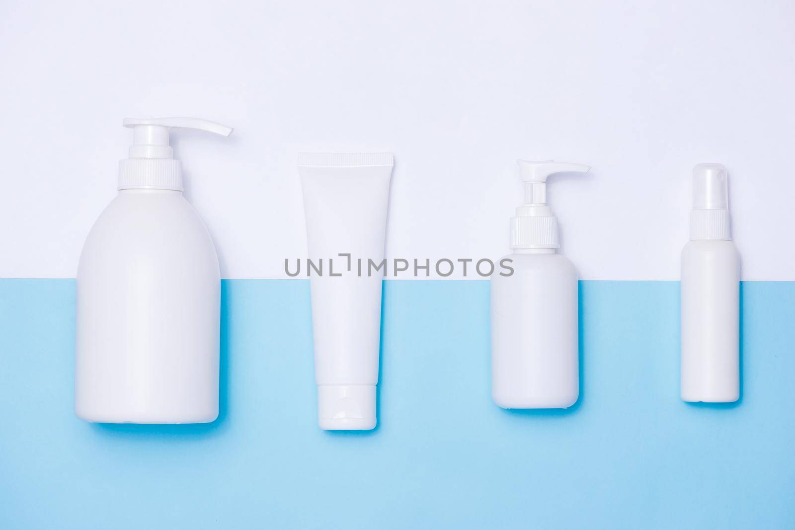 Cosmetics packaging spa and beauty set mock-up on color background