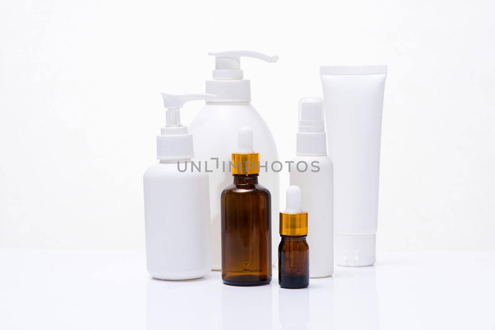 Cosmetic packaging spa and beauty set isolated on white background