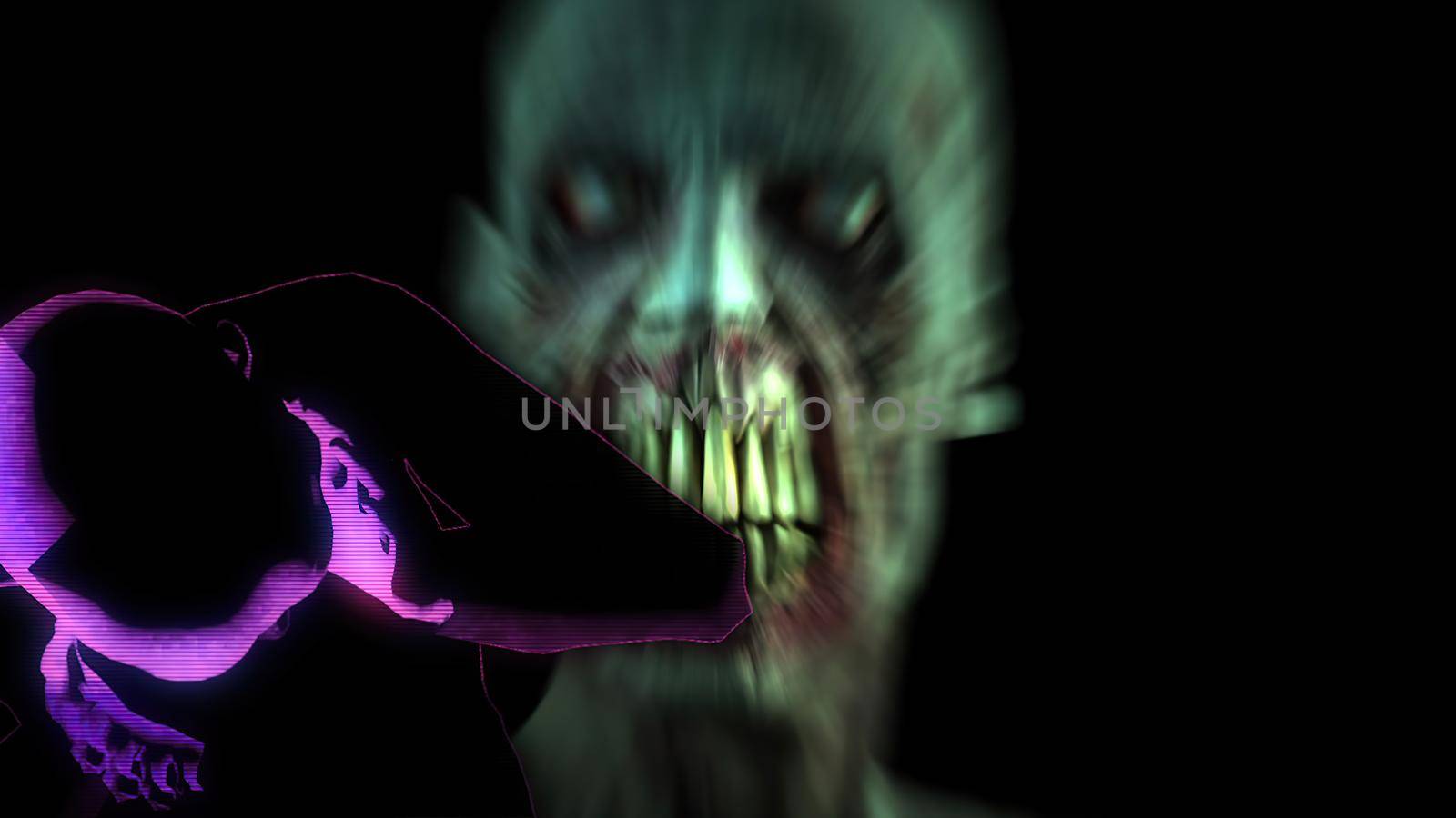 3d illustration - Horror Zombie With scary Effects