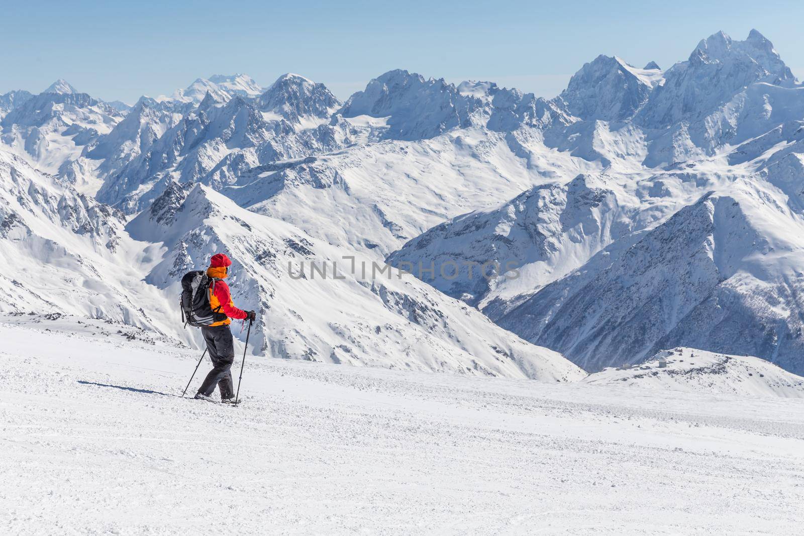 Expedition high up in the mountains