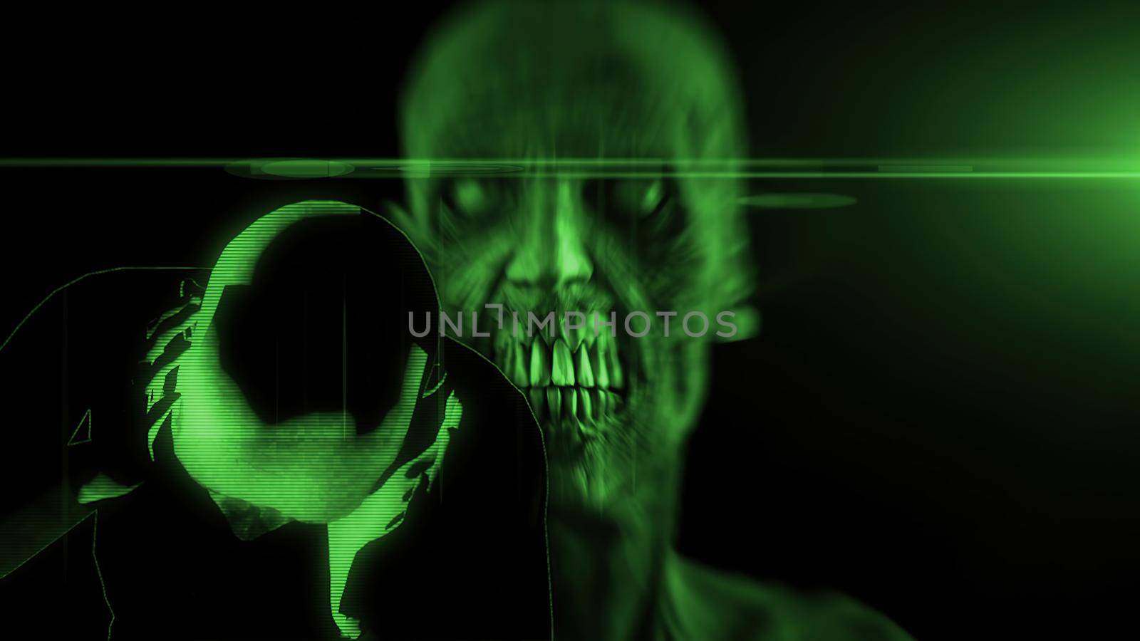 3d illustration - Horror Zombie With scary Effects