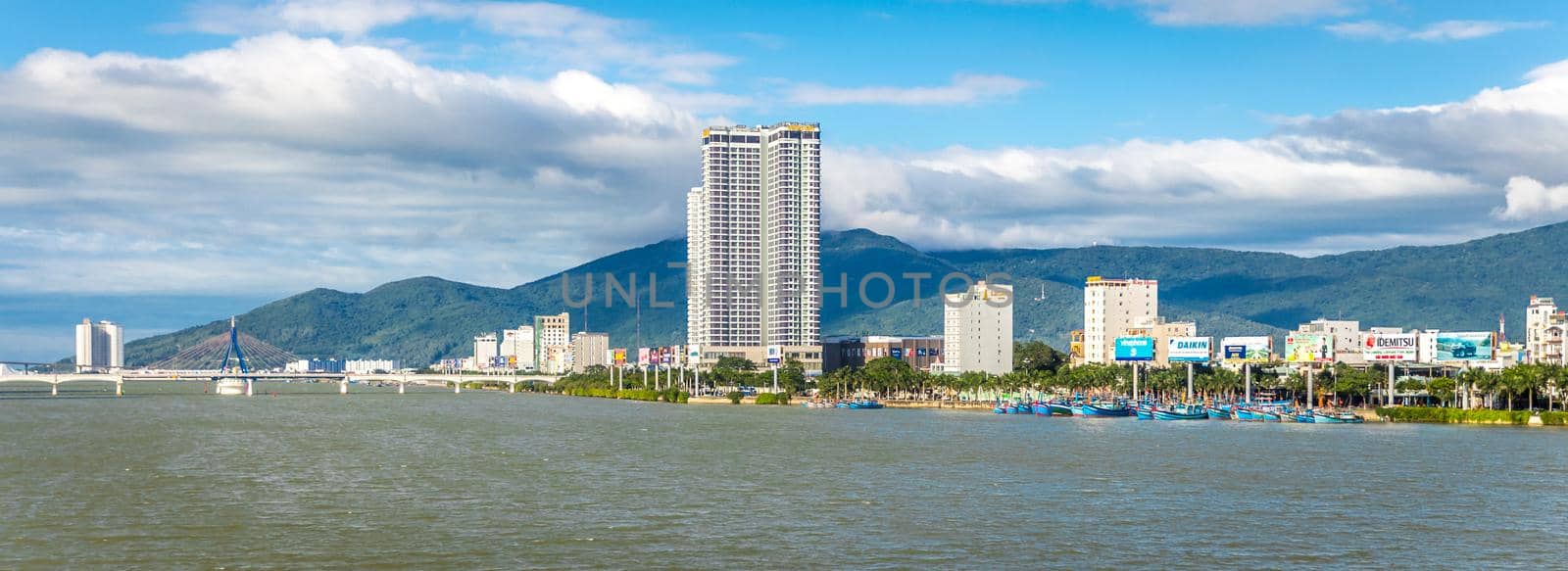 Da Nang,Vietnam - January 05, 2019 : panorama of DaNang city with Han River