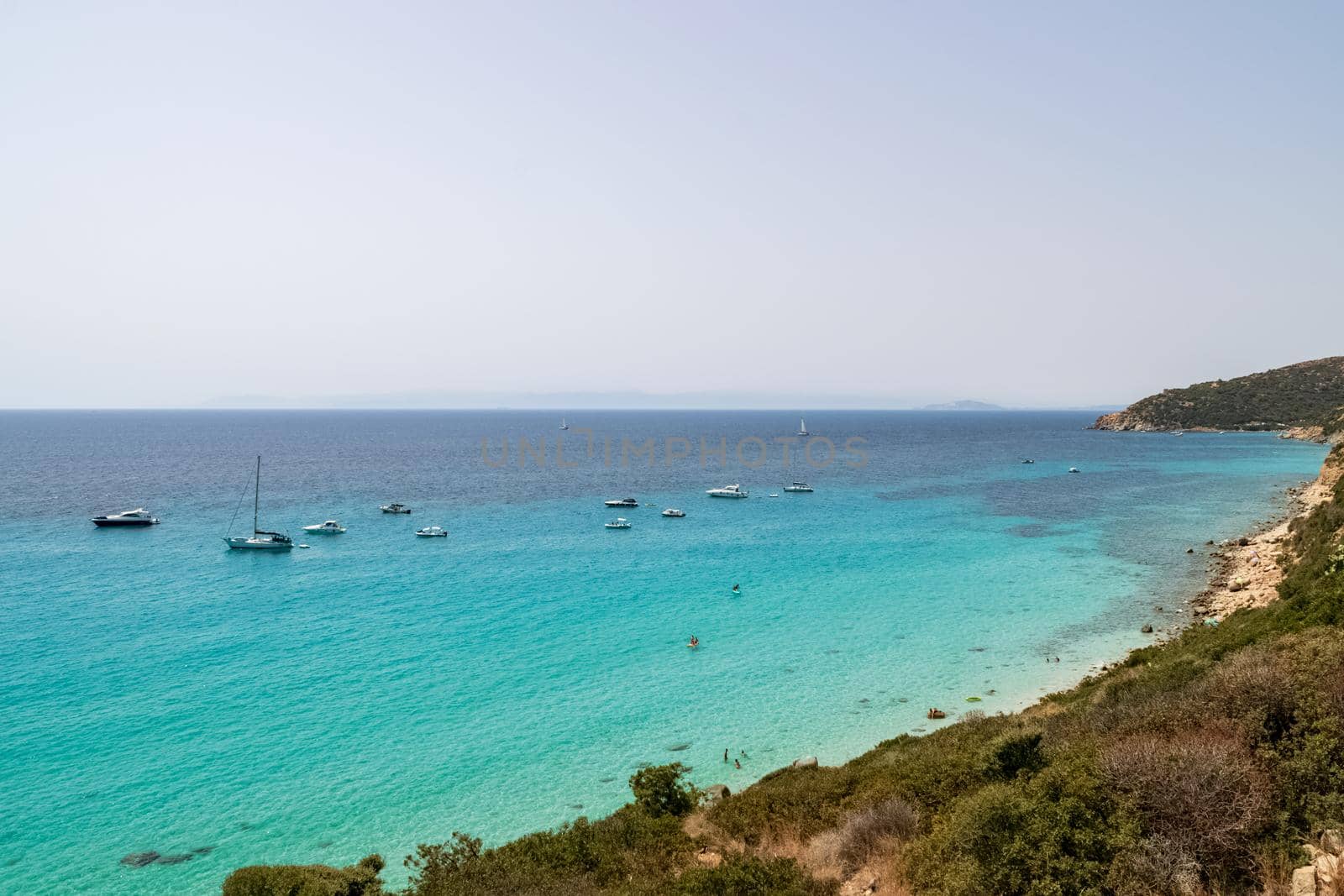 Beautiful panoramic view of the southern Sardinian sea in a sunny day.