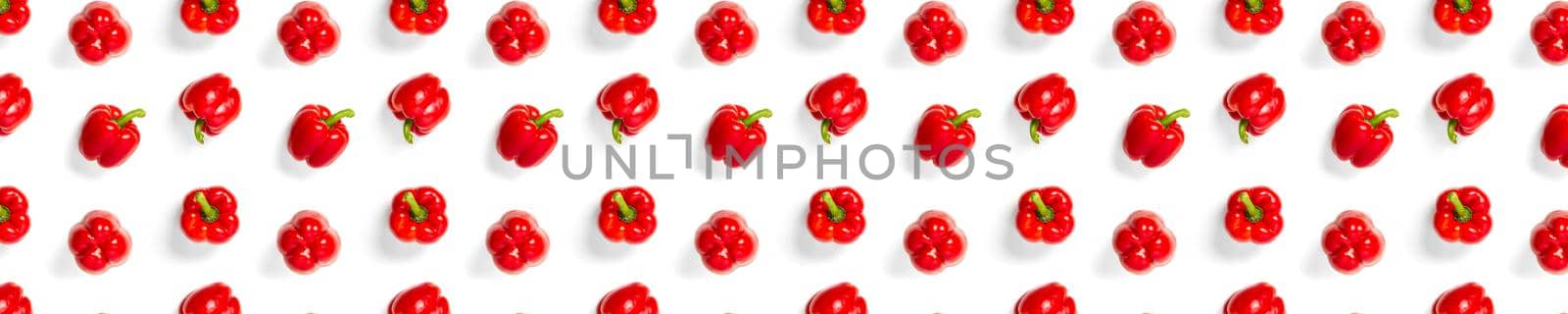 Bulgarian red pepper on white backdrop. background not seamless pattern by PhotoTime